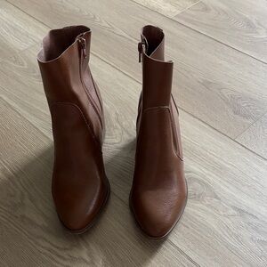 Target Brown Faux Leather Ankle Booties with Side Zip